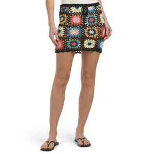 SENSEA Black Full Crochet Swim Cover-up Skirt